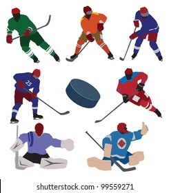 Ice hockey set. Vector