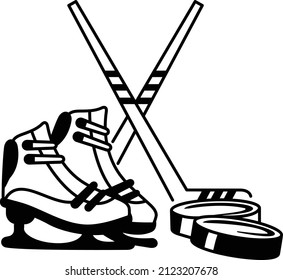 Ice hockey Shoes with Balls Concept, pusher sticks Vector Icon Design, Sporting equipment Symbol, Physical Fitness and Wellness Sign, Leisure Activity stock illustration