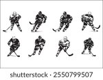 Ice hockey silhouettes, Ice sports,  players, Hockey vector art, Sports silhouettes, Hockey design, Ice bundle, clipart, Vector graphics, Skating silhouettes