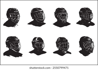 Ice hockey silhouettes, Ice sports,  players, Hockey vector art, Sports silhouettes, Hockey design, Ice bundle, clipart, Vector graphics, Skating silhouettes