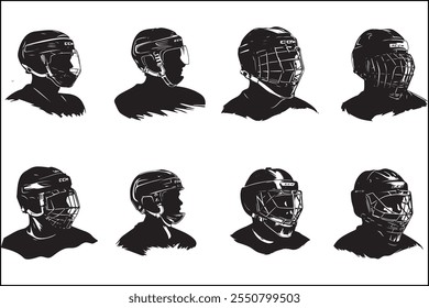 Ice hockey silhouettes, Ice sports,  players, Hockey vector art, Sports silhouettes, Hockey design, Ice bundle, clipart, Vector graphics, Skating silhouettes