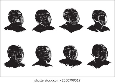 Ice hockey silhouettes, Ice sports,  players, Hockey vector art, Sports silhouettes, Hockey design, Ice bundle, clipart, Vector graphics, Skating silhouettes