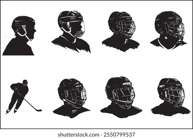 Ice hockey silhouettes, Ice sports,  players, Hockey vector art, Sports silhouettes, Hockey design, Ice bundle, clipart, Vector graphics, Skating silhouettes