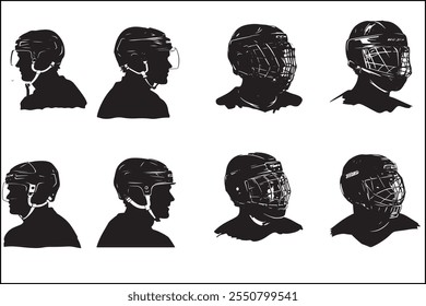 Siluetas de hockey sobre hielo, Deportes sobre hielo, jugadores, Arte vectorial de hockey, Siluetas deportivas, Diseño de hockey, Paquete sobre hielo, Clipart, Gráficos de Vector, Siluetas de patinaje