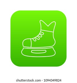 Ice hockey skate icon green vector isolated on white background