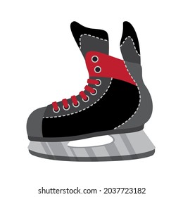 Ice hockey skates flat design on white background isolated icon. Sport boots vector illustration.