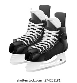 Ice hockey skates, isolated on white. Vector EPS10 illustration. 