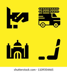 ice hockey, snorkel, taj mahal and truck vector icon set. Sample icons set for web and graphic design