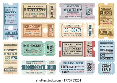 Eishockeyspiel-Retro-Tickets und Spielkarten