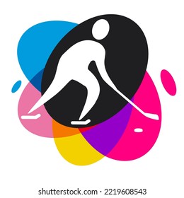 Ice hockey sport graphic with colorful design elements.