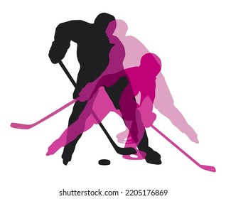 Ice hockey sport graphic with player in action.