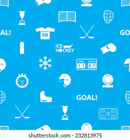 ice hockey sport icons blue and white seamless pattern eps10
