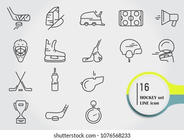 ice hockey sport line icons set, vector illustration thin