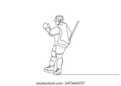 ice hockey sport man lifestyle one line art design vector