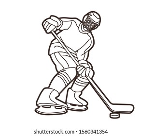 Ice Hockey, sport player cartoon action graphic vector.