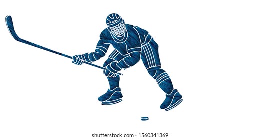 Ice Hockey, sport player cartoon action graphic vector.