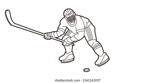 Ice Hockey, sport player cartoon action graphic vector.