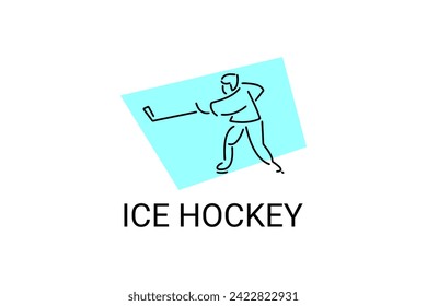 ice hockey sport vector line icon. an athlete playing ice hockey. sport pictogram, vector illustration.