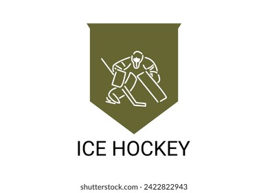 ice hockey sport vector line icon. an athlete playing ice hockey. sport pictogram, vector illustration.