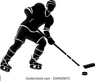 An ice hockey sports player silhouette illustration