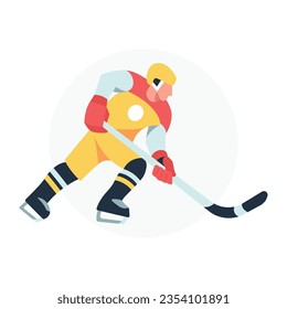 Ice Hockey Sports Player Vector Illustration Dynamic Hockey Player in Action