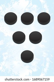Ice Hockey starting lineup illustration. You can write a name with a number on the surface of the puck.