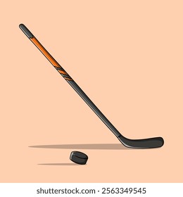 Ice hockey stick and cylinder puck