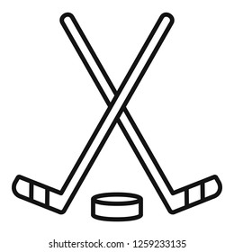 Ice hockey stick icon. Outline ice hockey stick vector icon for web design isolated on white background