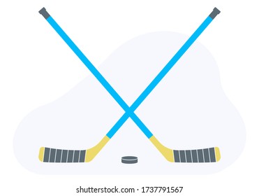 Ice hockey stick   puck  Crossed sticks design  Sport equipment symbol  Vector illustration 