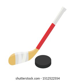 Ice hockey stick and puck emoji vector