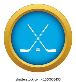 Ice hockey sticks icon blue vector isolated on white background for any design