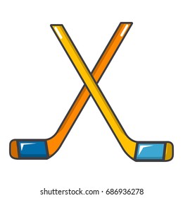 Ice hockey sticks icon. Cartoon illustration of ice hockey sticks vector icon for web design