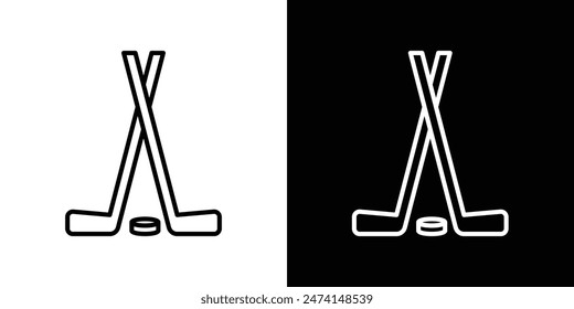 Ice Hockey Sticks Icon Set. Crossed Sticks Vector for Hockey.