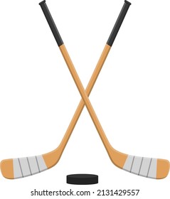 Ice hockey sticks, illustration, vector on a white background.