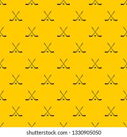Ice hockey sticks pattern seamless vector repeat geometric yellow for any design