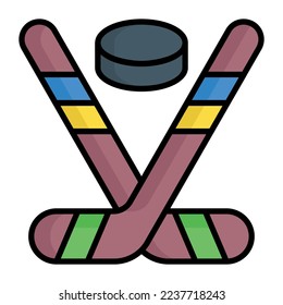 Ice hockey sticks with puck vector icon design