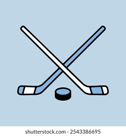 Ice Hockey Sticks and Puck vector isolated icon. Winter sign. Graph symbol for travel and tourism web site and apps design, logo, app, UI