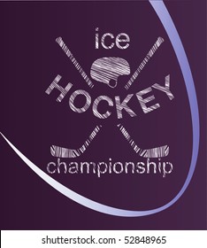 Ice hockey stroking emblem.  Vector illustration.