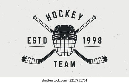 logo vintage crossed hockey, logos, badges, labels and design elements.  Graphic Art. Vector Illustration. premium hockey club team vector logo  design template isolated old background 12614274 Vector Art at Vecteezy