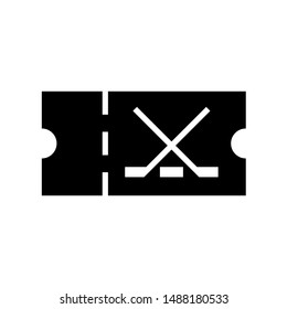 Ice hockey ticket silhouette icon. Clipart image isolated on white background