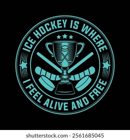 Ice hockey trophy T-shirt design vector Graphics
