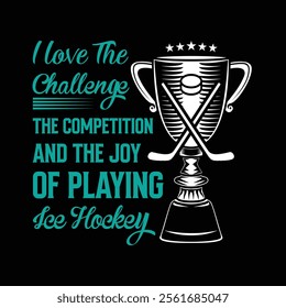 Ice hockey trophy T-shirt design vector Graphics
