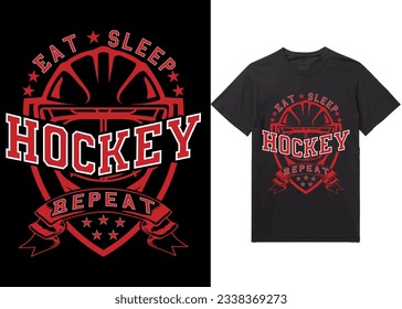 Vector de diseño de camisetas de hockey sobre hielo Repetición de hockey sobre césped para dormir, diseño de camisas, vector de diseño de camisetas, moda, rodaje, ropa, hockey sobre hielo, retro, juego, video 
