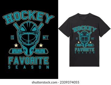 Vector de diseño de camisetas de hockey sobre hielo Gráfico. El hockey es mi temporada favorita, diseño de camisetas, vector de diseño de camisetas, moda, Dabbing, ropa, hockey sobre hielo, retro, juego, video