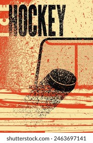 Ice Hockey typographical vintage grunge style poster design. Retro vector illustration.
