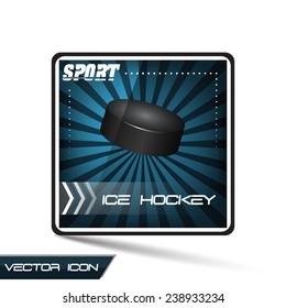 Ice hockey vector icon or button with puck/design for your website application, website and other uses