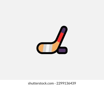 Ice Hockey vector icon. Emoji illustration. Isolated ice cockey stick and puck vector emoticon