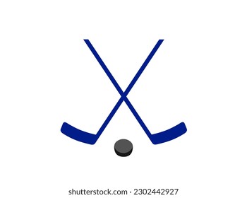 Ice hockey Vector illustration with two hockey sticks and a puck