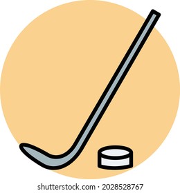Ice Hockey Vector Line Filled Circle Icon Design