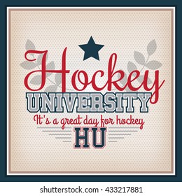 Ice Hockey Vector Logotype, Emblem or T-Shirt And Apparel Design Template. 